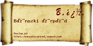 Bánszki Árpád névjegykártya