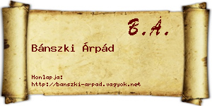 Bánszki Árpád névjegykártya